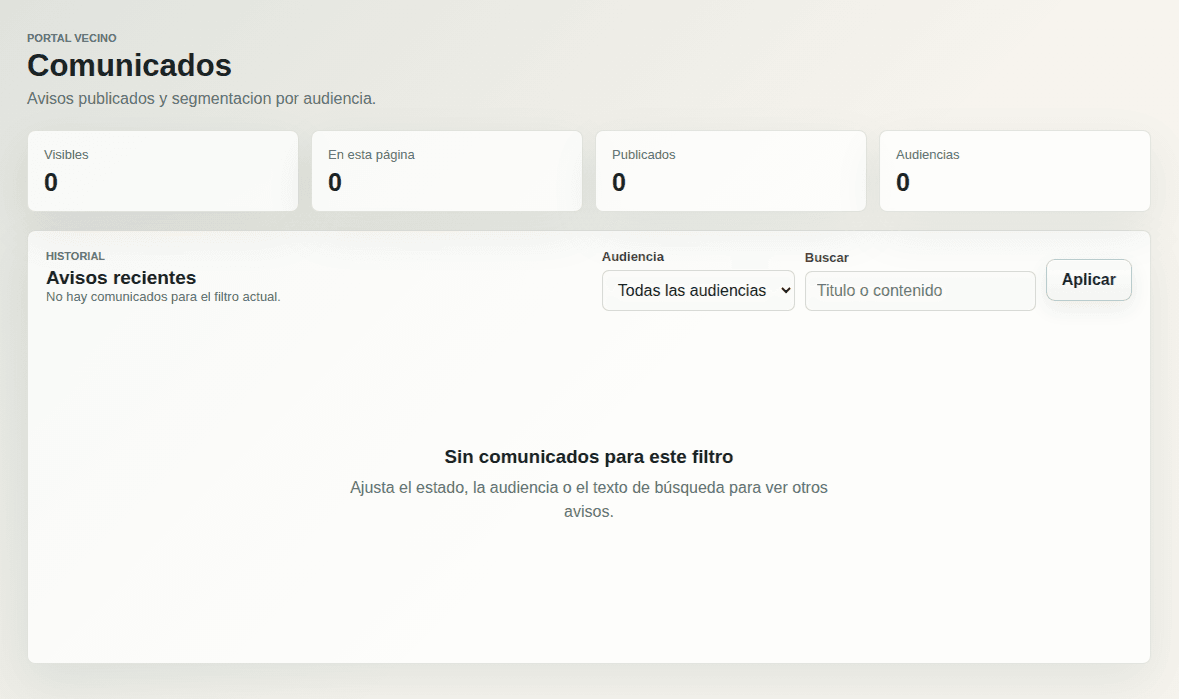 Módulo de comunicados de Condomia